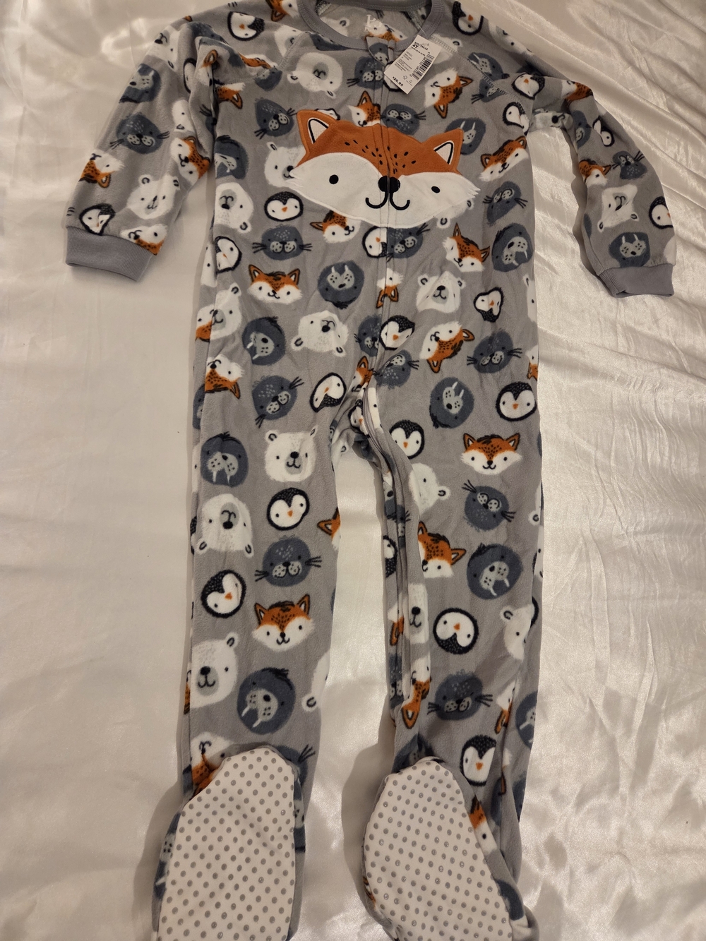 Children's Place Boys 4T Fox Fleece Footed Pajamas Sleeper NWT